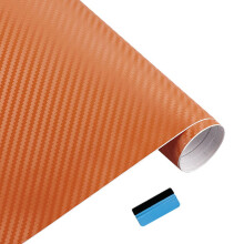 NewL 3D Carbon Fiber Vinyl Wrap Roll with Air Release Bubble Free Adhesive Film Contain Installation Tools (Orange, 60cm x 150cm)