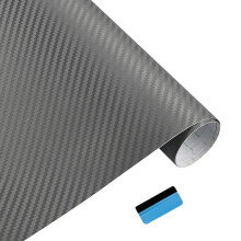 NewL 3D Carbon Fiber Vinyl Wrap Roll with Air Release Bubble Free Adhesive Film Contain Installation Tools (Gray, 60cm x 150cm)