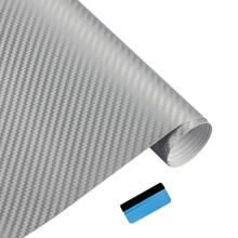 NewL 3D Carbon Fiber Vinyl Wrap Roll with Air Release Bubble Free Adhesive Film Contain Installation Tools (Silver, 30cm x 150cm)
