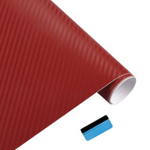 NewL 3D Carbon Fiber Vinyl Wrap Roll with Air Release Bubble Free Adhesive Film Contain Installation Tools (Red, 30cm x 150cm)