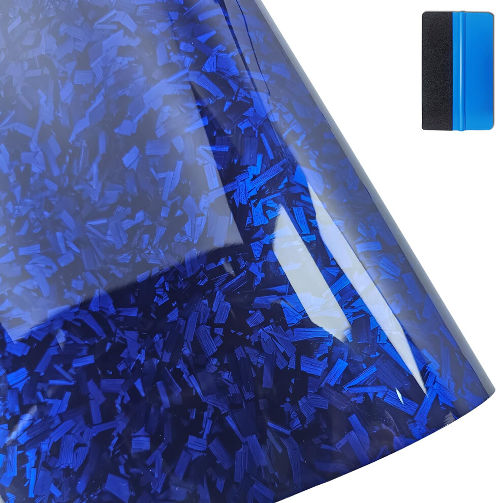 Newl Forged Carbon Fiber Gloss Vinyl Wrap Sticker Free Bubble Air Release Diy Decal Car Auto Vehicle Morotcycle Self Adhesive (10Cm X 900Cm) Blue 5051226216763