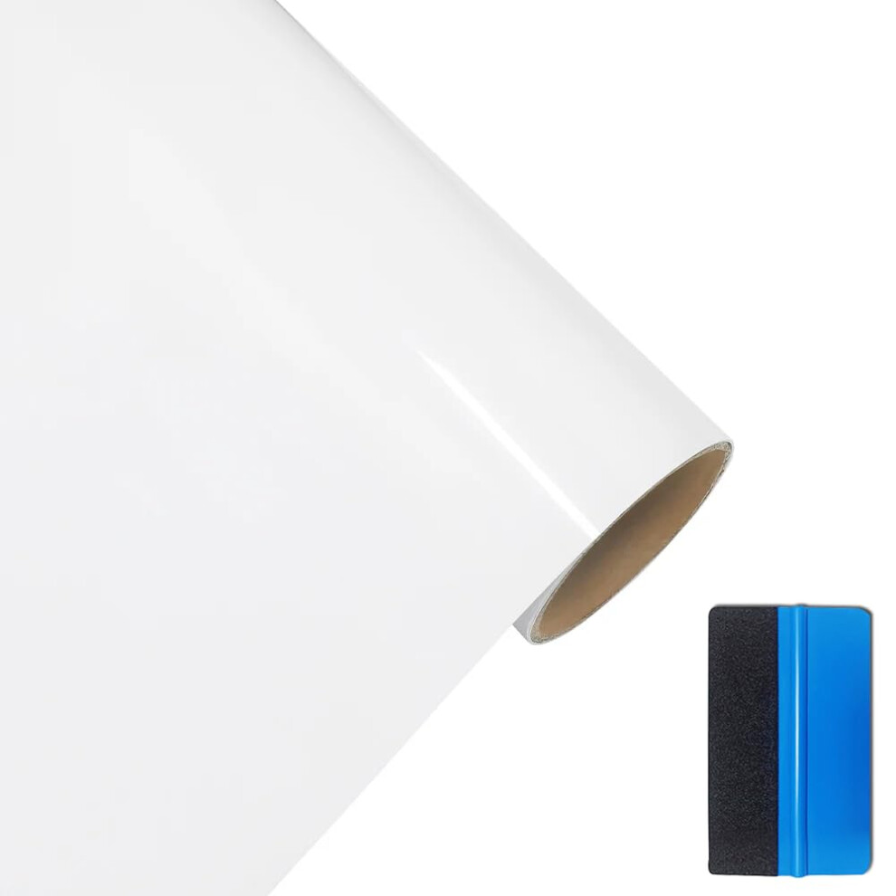 Newl High Gloss Vinyl Film Wrap Sticker Decal Diy Self Adhesive Air Release Bubble Outdoor Rated For Automotive Use (50Cm X 150Cm) White 5051226216985