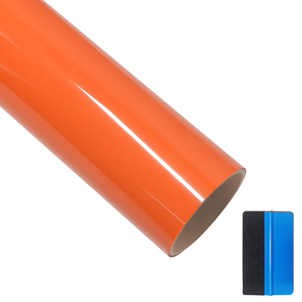 Newl High Gloss Vinyl Film Wrap Sticker Decal Diy Self Adhesive Air Release Bubble Outdoor Rated For Automotive Use (50Cm X 150Cm) Orange 5051226216589