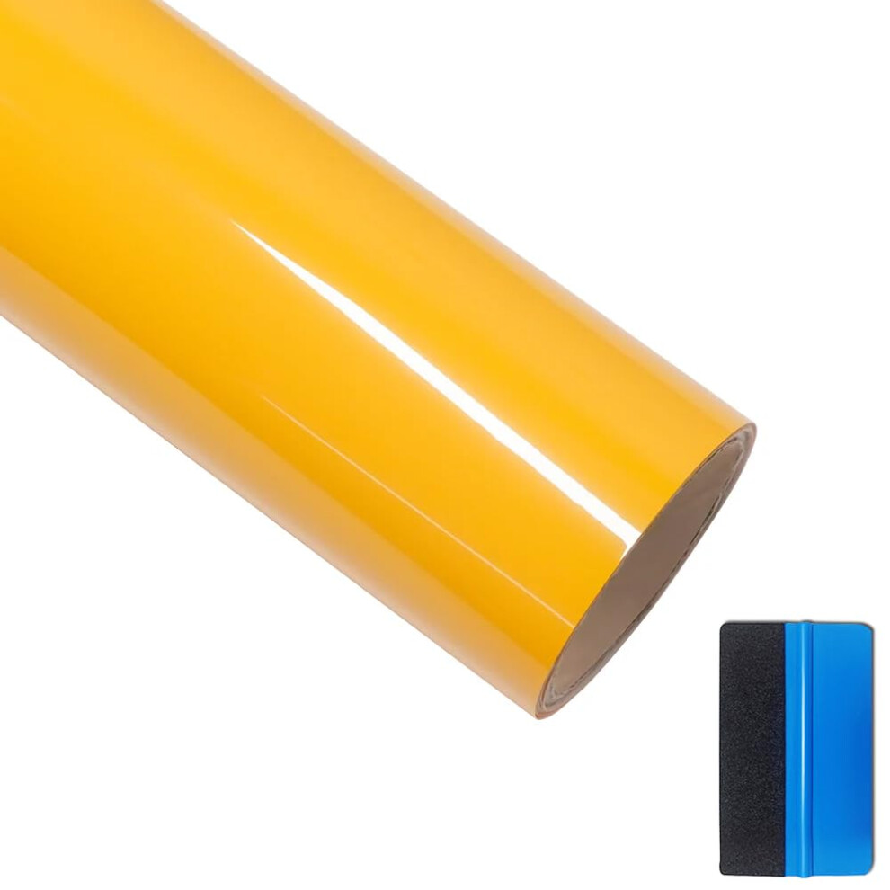 Newl High Gloss Vinyl Film Wrap Sticker Decal Diy Self Adhesive Air Release Bubble Outdoor Rated For Automotive Use (, 150Cm X 300Cm) Yellow 5051226216619