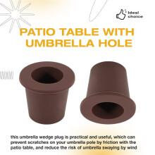 4Pieces Patio Table Umbrella Hole Ring Umbrella Cone Umbrella Stabilizer Sleeve for 2 to 2.5 Inch Patio Table Hole,Brown