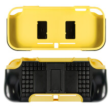 (Yellow) For Nintendo Switch Lite 2 in 1 Soft TPU ABS Stand Case Card Slot Protective Shell