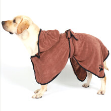 (Brown, XS) Super Absorbent Microfiber Dog Bathrobe Fast Drying Pet Cat Puppy Bath Towel