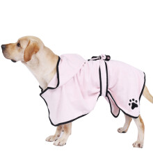 (Pink, M) Super Absorbent Microfiber Dog Bathrobe Fast Drying Pet Cat Puppy Bath Towel