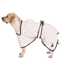 (White, M) Super Absorbent Microfiber Dog Bathrobe Fast Drying Pet Cat Puppy Bath Towel