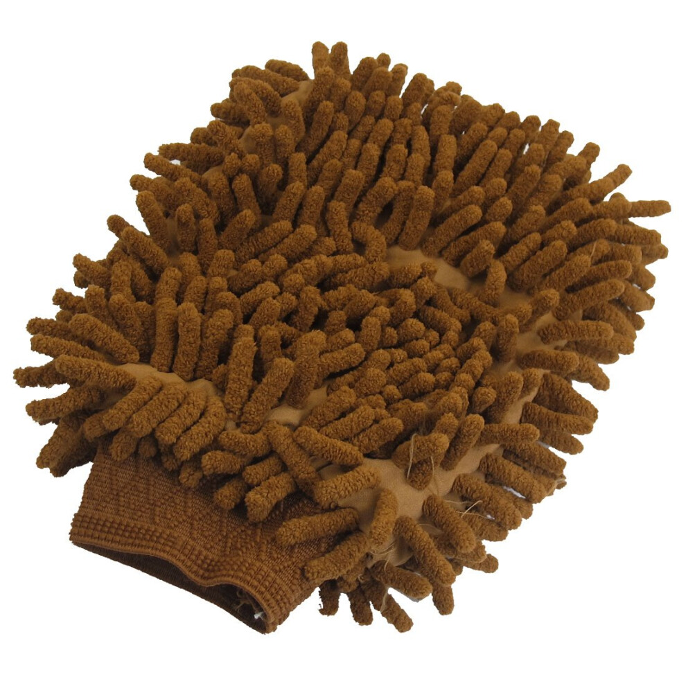 Uxcell Brown Sourcing Map Microfiber Chenille Wash Mitt Mitten Car Cleaning Glove