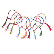 9 x Hippie Style Colorful Braided Friendship Bracelets Thread Wrist Ankle Bracelet Random Color--Knurled