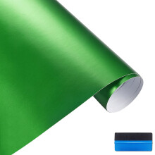 NewL Satin Brushed Stainless Steel Metallic Vinyl Wrap Film Matte Chrome Car Wrapping Foil Sticker Sheet for Car Laptop Furniture (Green, 30cm x