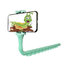 (Cyan-blue) Flexible Cute Worm Lazy Bracket Suction Cup Phone Stand Holder Mount Universal