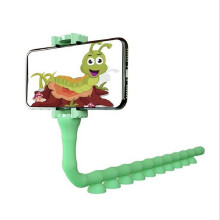 (Green) Flexible Cute Worm Lazy Bracket Suction Cup Phone Stand Holder Mount Universal