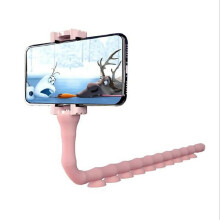 (Pink) Flexible Cute Worm Lazy Bracket Suction Cup Phone Stand Holder Mount Universal