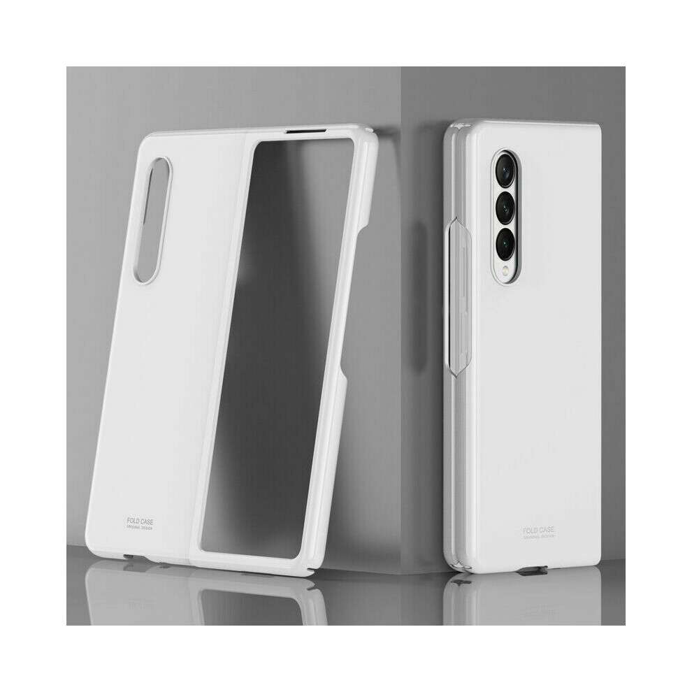 (White) For Samsung Galaxy Z Fold 3 5G Luxury Glossy Pc Hard Case Shockproof Cover White 320997862321