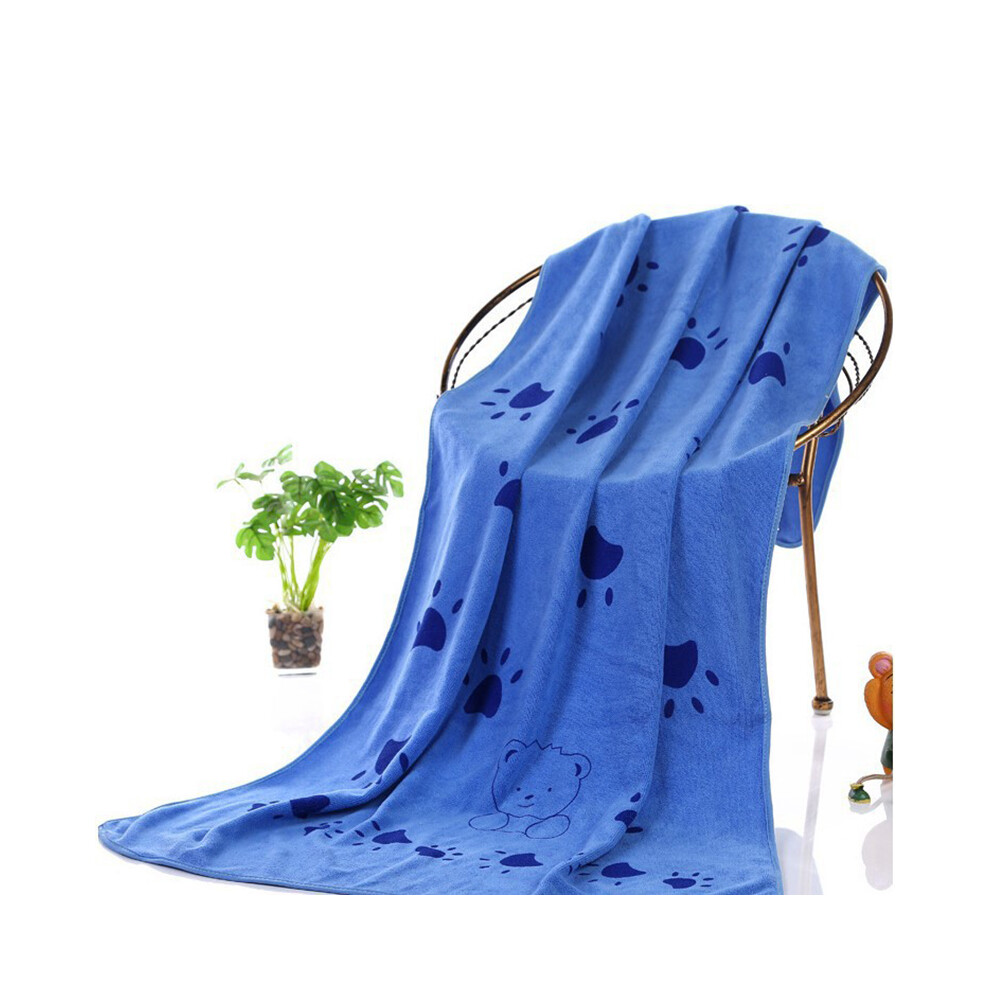 Blue (Blue) 140X70cm Pet Bath Towel Oversized Microfiber Strong Water Absorption Dog Towels