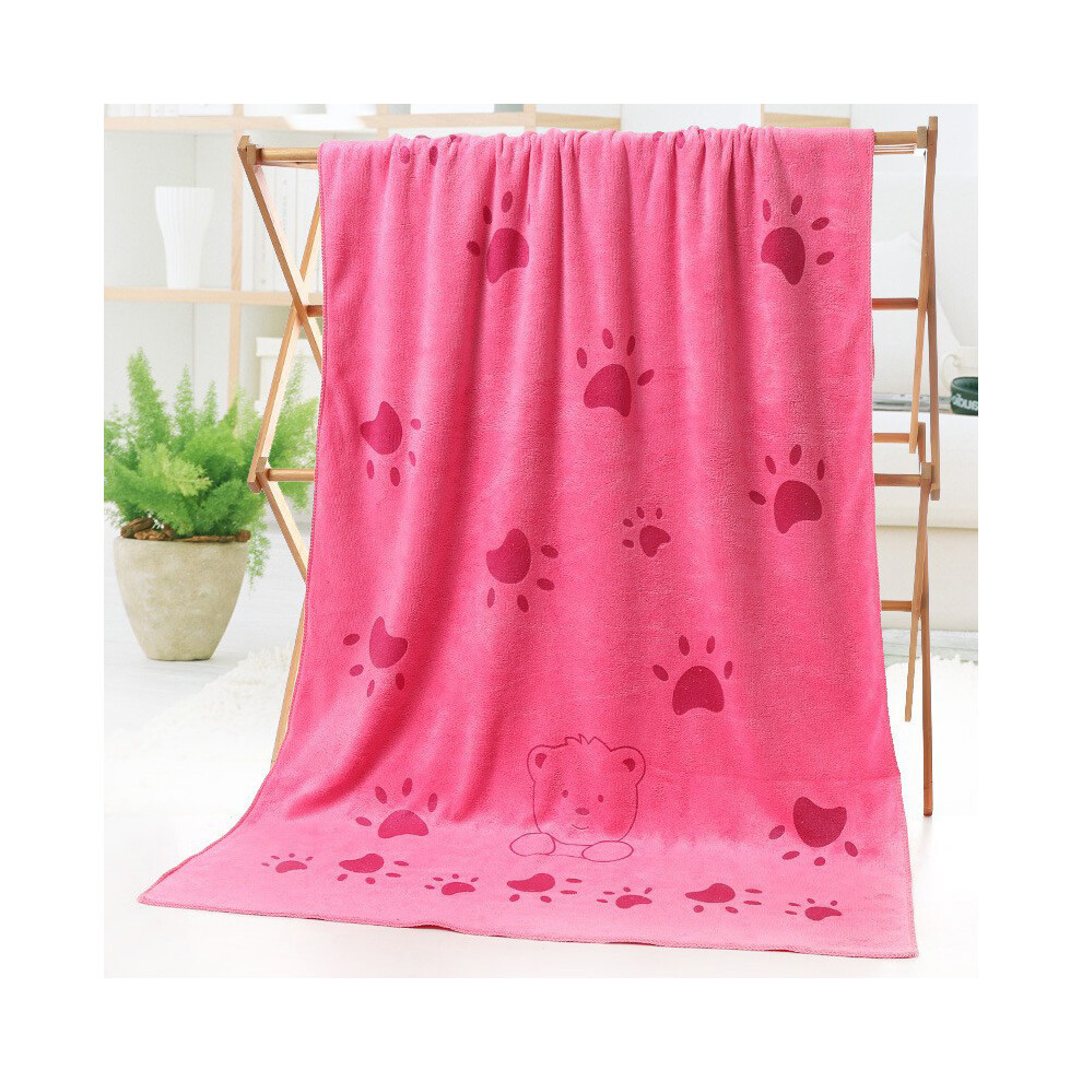 Red (Rose ) 140X70cm Pet Bath Towel Oversized Microfiber Strong Water Absorption Dog Towels
