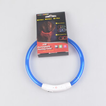 (blue) Waterproof USB charging LED dog collar night light collar pet safety collar