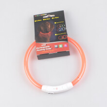 (Orange) Waterproof USB charging LED dog collar night light collar pet safety collar