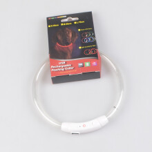 (White) Waterproof USB charging LED dog collar night light collar pet safety collar