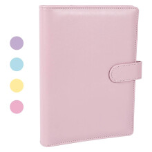 falllea A5 PU Leather Ring Binder, Pink 6 Ring Binder, Travel Journal, Budget Notebook, Sketchbook, Personal Organizer, Planner, Photocard Binder