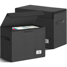 Leffis 2 Pack Collapsible Comic Book Storage Box 15.5" X 7.5" X 11.3", Short Comic Book Box with Handles, Holds 150 Comics Heavy Duty Comic Book Bin