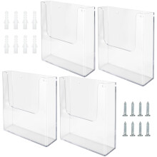 ZOFORTY ZOFUN 4 Pcs A4 Wall Mounted Leaflet Holders, Clear Wall Mounted Document Holder with Screws and Expansion Tubes, Acrylic Wall Mount Magazine