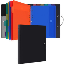 Uquelic A4 Ring Binder Organiser with 12 Pcs Punched Pockets - Upgraded Folders for Paperwork, Popper Wallets Folder Organiser for Home Office - Black