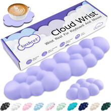 Sushret Cloud Wrist Rest Keyboard, Cloud Palm Rest Set with PU Leather Memory Foam, Cute Keyboard Rest for Wrist Support and Arm Rest, Desk Cloud