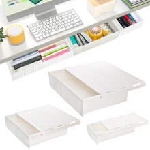 YOUEON 3 Pack Under Desk Drawer Slide Out, Self-Adhesive Under Table Drawer, Hidden Attachable Under Desk Storage Drawers, Stick on Drawers for