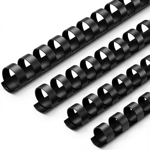 QWORK? 80 Pack Binding Combs 21 Ring, Multi-Size Binding Rings 12/14/16/18mm, A4 90-150 Sheet Capacity, Black