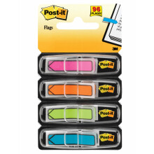 Post-it Index Arrow Flags - 4 Dispensers 24 Flags of Each Colour 11.9 mm x 43.2 mm - To Mark, Highlight or Colour Code Important Information