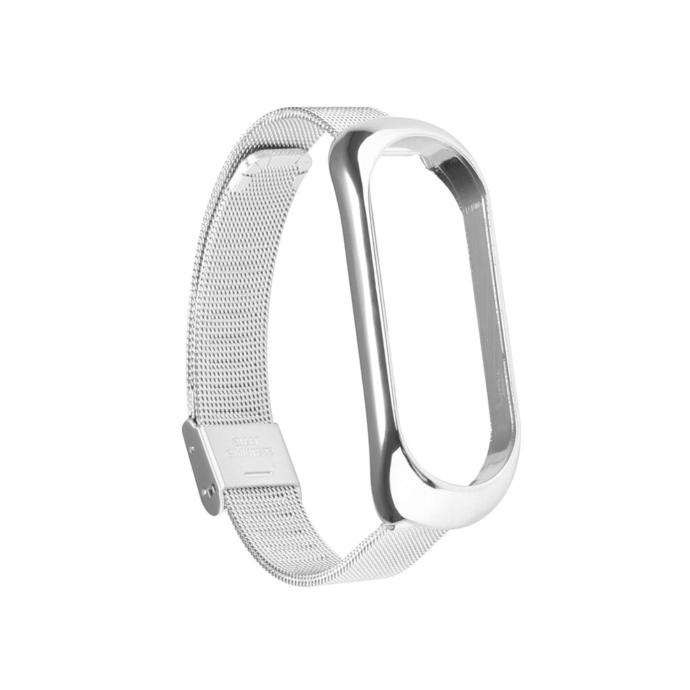 (Silver) Stainless Steel Wrist Strap Bracelet Adjustable Buckle Wristband For Xiaomi Mi Band 5 320997866268