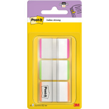 Post-it Index Strong Filing Tabs, Medium, Orange, Pink and Green, 1 Dispenser, 25.4 mm x 38.1 mm, 66 Tabs - to Mark, Highlight or Color Code Important