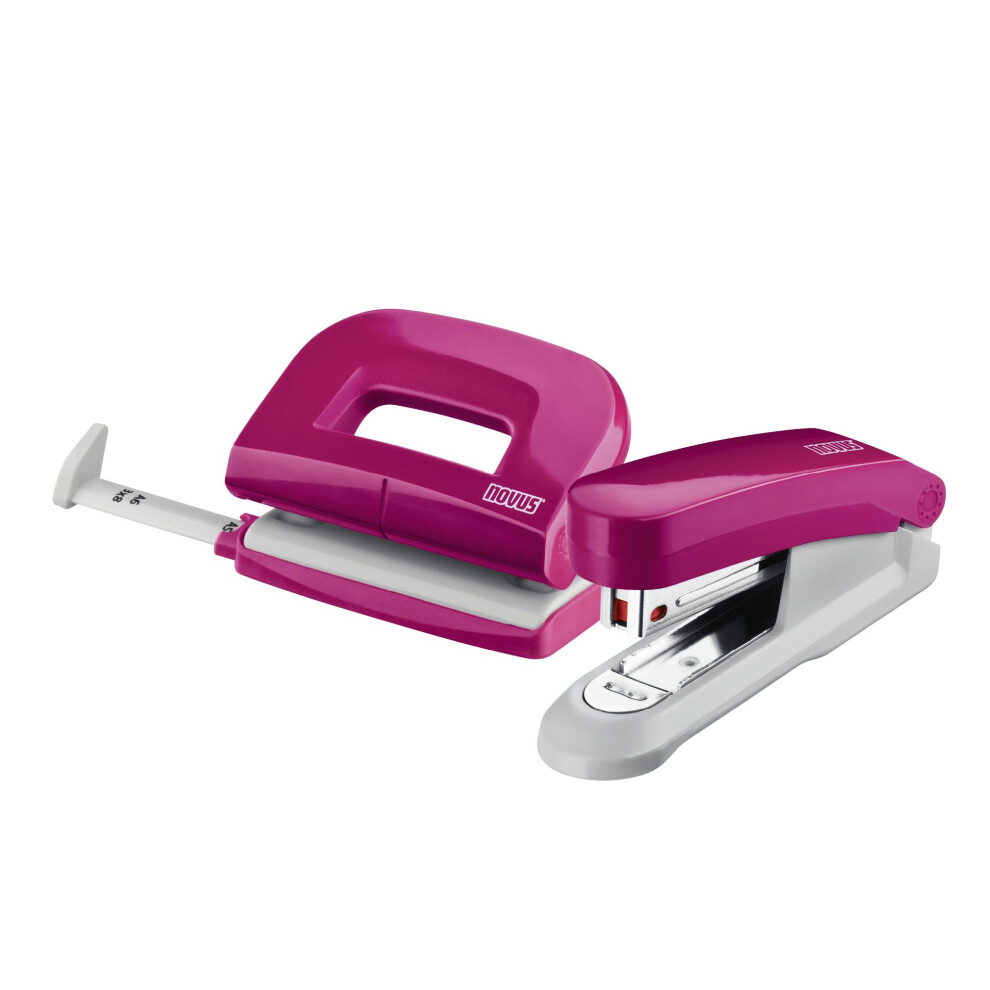 Novus E 15/E 210 Pink Twinset Stapler And Hole Punch With 1,000 Staples 5051303144019