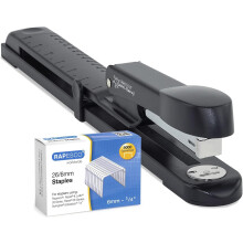 Rapesco 1464 Germ-Savvy Antibacterial, Marlin Long Arm Stapler & 5000 x 26/6 mm Staples, Black