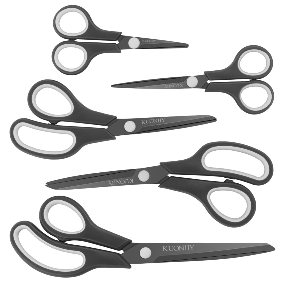 Kuoniiy Scissors Ultra Sharp Titanium Coating Blades Soft Comfort-Grip Handles Multi-Purpose Scissors Set Of 5 5051303146143