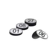 PlayCool ABS Engraved 30mm x 50mm Oval Table numbers (1-50) Pubs Restaurants Clubs - Silver - 1 to 50