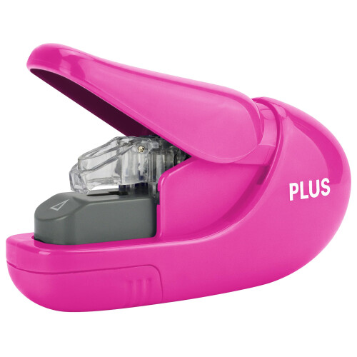 PLUS, Staple Free Stapler, Paper Clinch, 5 Sheet stapling Capacity, Japanese stapling Technology, Pink