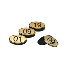 PlayCool ABS Engraved 30mm x 50mm Oval Table numbers (1-50) Pubs Restaurants Clubs - Gloden - 1 to 50