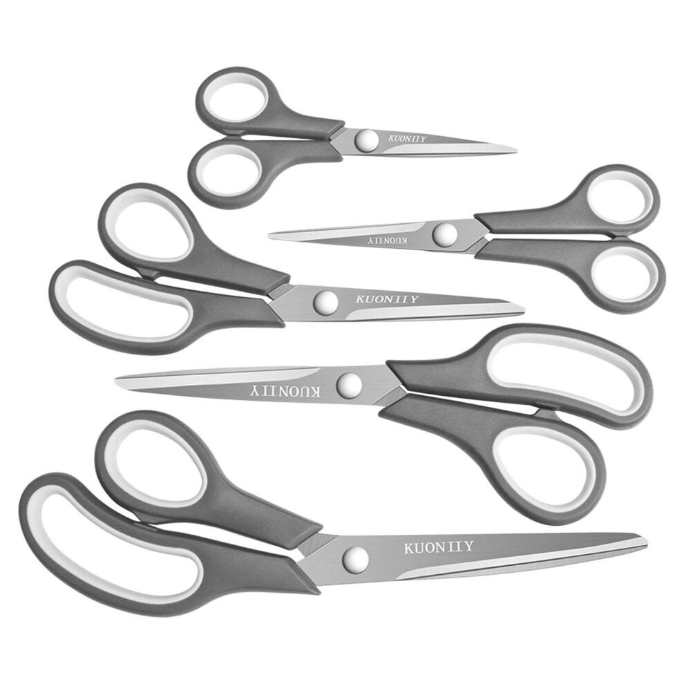 Kuoniiy Scissors Ultra Sharp Blades Soft Comfort-Grip Handles Multi-Purpose Scissors Set Of 5 5051303146396
