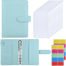 HAUTOCO A6 Budget Binder with Zipper Envelopes for Money Organiser, Budget Planner with Cash Envelopes, Money Saving Wallet for Budgeting, Cash