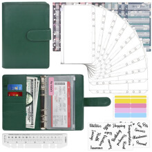 Mlife Budget Binder Set - 28pcs Leather Ring Binder Notebook with Clear Cash Envelopes,Budget Sheets and Label Stickers,Cash Organizer Money Saving