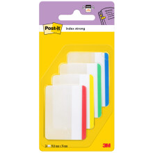 Post-it Index Strong Filing Tabs, Large, Assorted Colours - 50.8 mm x 38.1 mm Pack of 24 - to Mark, Highlight or Colour Code Important Information