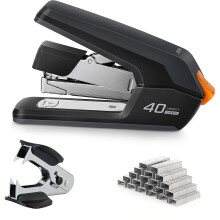 Effortless Desktop Stapler, 40-50 Sheet Capacity, One Finger Touch Stapling, Easy to Load Ergonomic Heavy Duty Stapler, Includes 1500 Staples and