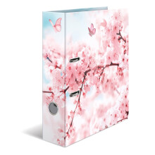 HERMA 19556 Folder A4 Flowers Cherry Blossom 7 cm Wide Sturdy Cardboard Coloured Outside and Inside Print in Design Ring Binder Lever Arch File Office
