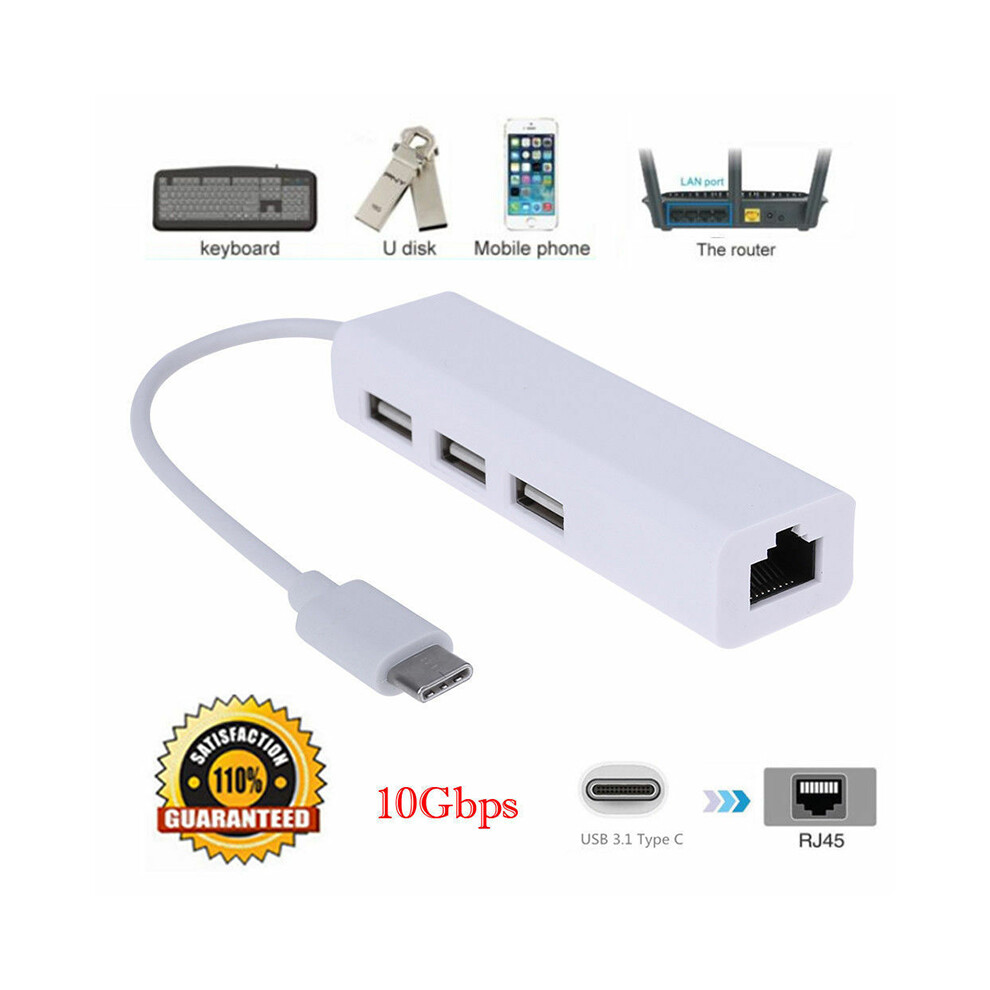 4 In 1 Usb 3.1 Hub Type C To Ethernet Rj45 Lan Adapter Network Adapter 10Gbps 413590910671