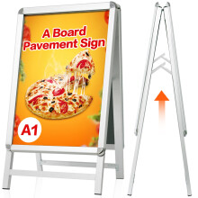 VAIIGO A Board Pavement Sign Frame - A1 Double Side Pavement Board with Aluminum Snap Frame Sign Stand for Outdoor Heavy Duty Poster Menu Stand