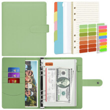Mlife A5 Notebook Binder Set - 6 Ring PU Leather Planner,5 PCS File Divider,45 Sheets A5 Loose Leaf Paper,Label Stickers,Index Tabs and Clear Cash
